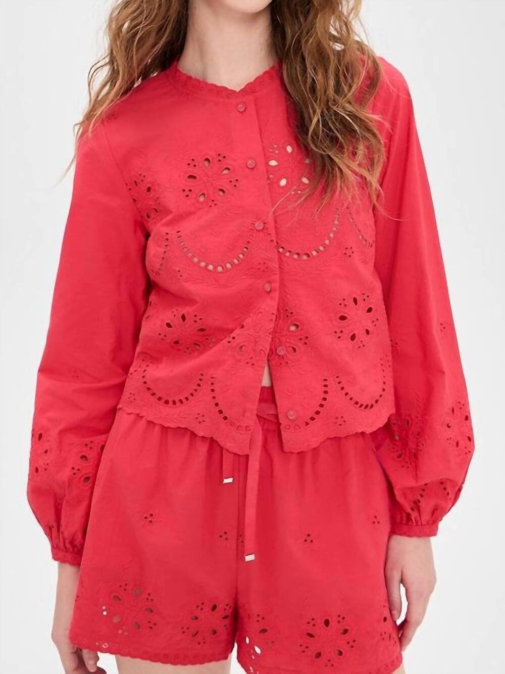 NEW CAMI NYC kalena cotton blouse in candy apple